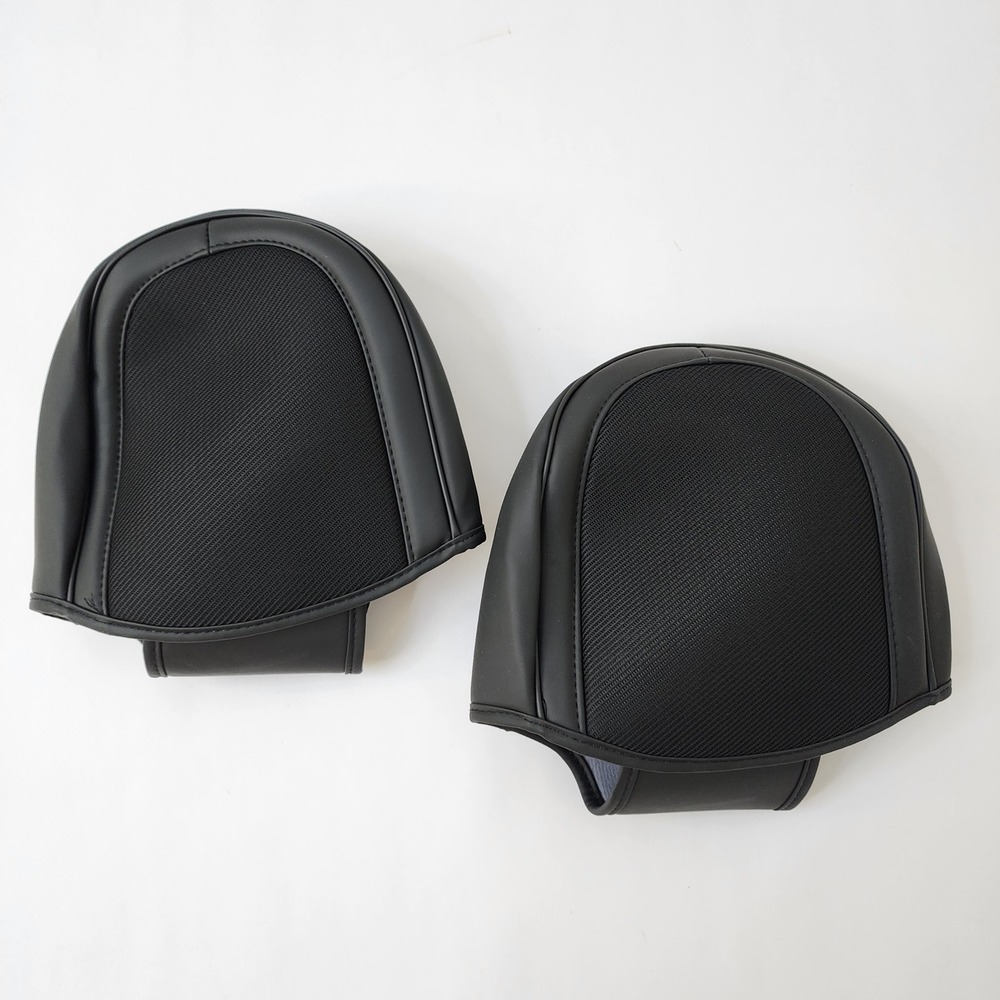 Universal Black Synthetic Leather and Mesh Car Seat Headrest Covers Set of 2